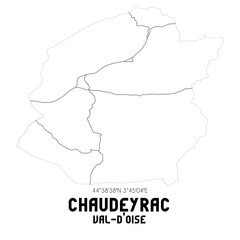 CHAUDEYRAC Val-d'Oise. Minimalistic street map with black and white lines.