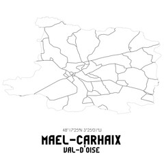 MAEL-CARHAIX Val-d'Oise. Minimalistic street map with black and white lines.