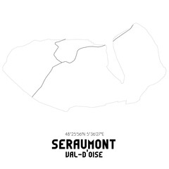 SERAUMONT Val-d'Oise. Minimalistic street map with black and white lines.