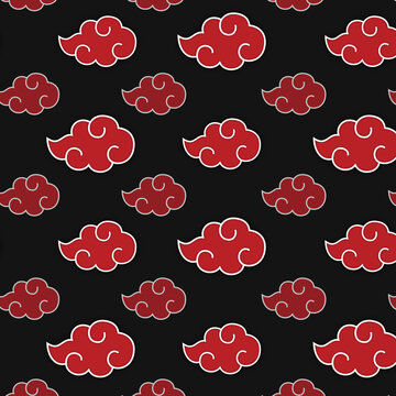 Akatsuki Red Cloud Pattern Logo Symbol Icon Set Vector Flat