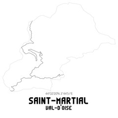 SAINT-MARTIAL Val-d'Oise. Minimalistic street map with black and white lines.