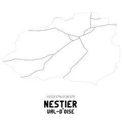 NESTIER Val-d'Oise. Minimalistic street map with black and white lines.