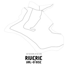 RIVERIE Val-d'Oise. Minimalistic street map with black and white lines.
