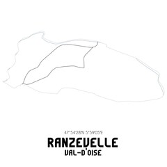 RANZEVELLE Val-d'Oise. Minimalistic street map with black and white lines.