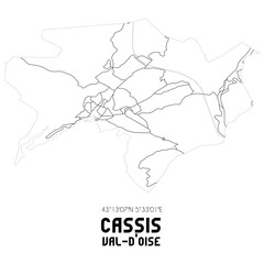 CASSIS Val-d'Oise. Minimalistic street map with black and white lines.
