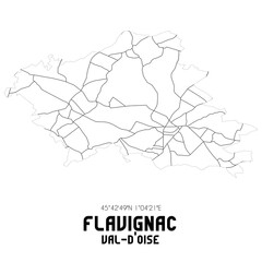 FLAVIGNAC Val-d'Oise. Minimalistic street map with black and white lines.