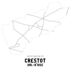 CRESTOT Val-d'Oise. Minimalistic street map with black and white lines.
