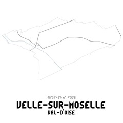 VELLE-SUR-MOSELLE Val-d'Oise. Minimalistic street map with black and white lines.
