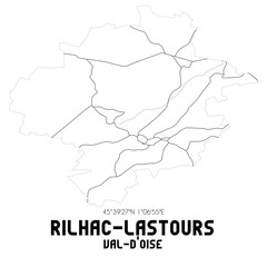 RILHAC-LASTOURS Val-d'Oise. Minimalistic street map with black and white lines.