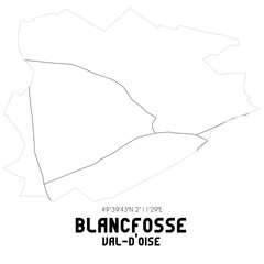 BLANCFOSSE Val-d'Oise. Minimalistic street map with black and white lines.