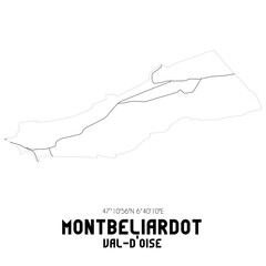 MONTBELIARDOT Val-d'Oise. Minimalistic street map with black and white lines.