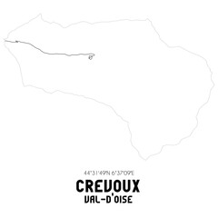 CREVOUX Val-d'Oise. Minimalistic street map with black and white lines.