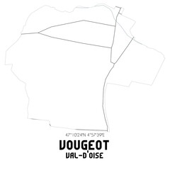 VOUGEOT Val-d'Oise. Minimalistic street map with black and white lines.