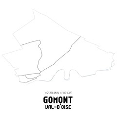 GOMONT Val-d'Oise. Minimalistic street map with black and white lines.