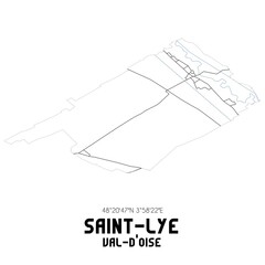 SAINT-LYE Val-d'Oise. Minimalistic street map with black and white lines.