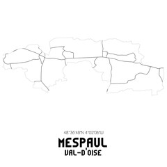 MESPAUL Val-d'Oise. Minimalistic street map with black and white lines.