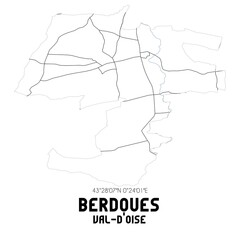 BERDOUES Val-d'Oise. Minimalistic street map with black and white lines.