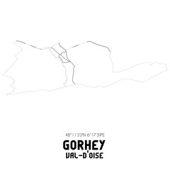 GORHEY Val-d'Oise. Minimalistic street map with black and white lines.