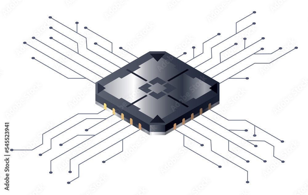 Aufkleber micro processor. motherboard digital chip. artificial intelligence web banner. central computer proc