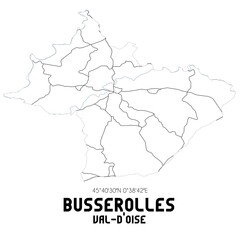 BUSSEROLLES Val-d'Oise. Minimalistic street map with black and white lines.