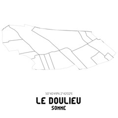 LE DOULIEU Somme. Minimalistic street map with black and white lines.