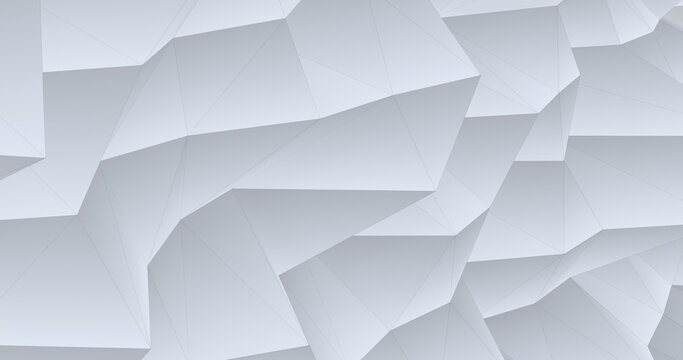 Looped polygonal background with ice-colored triangles and edges. Minimal abstract background with parametric polygonal geometric elements with neutral colors