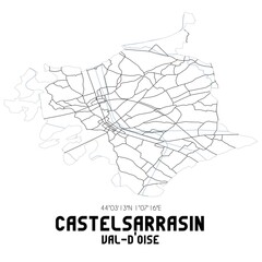 CASTELSARRASIN Val-d'Oise. Minimalistic street map with black and white lines.