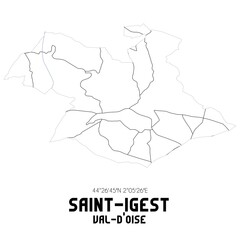 SAINT-IGEST Val-d'Oise. Minimalistic street map with black and white lines.