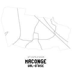 MACONGE Val-d'Oise. Minimalistic street map with black and white lines.