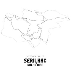 SERILHAC Val-d'Oise. Minimalistic street map with black and white lines.