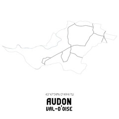 AUDON Val-d'Oise. Minimalistic street map with black and white lines.