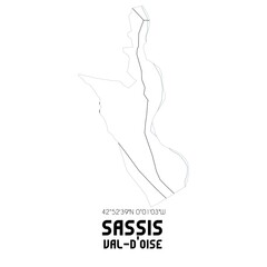 SASSIS Val-d'Oise. Minimalistic street map with black and white lines.