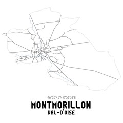 MONTMORILLON Val-d'Oise. Minimalistic street map with black and white lines.