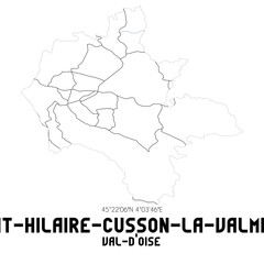SAINT-HILAIRE-CUSSON-LA-VALMITTE Val-d'Oise. Minimalistic street map with black and white lines.