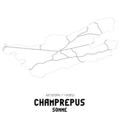 CHAMPREPUS Somme. Minimalistic street map with black and white lines.