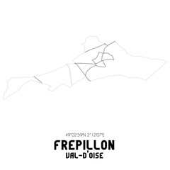 FREPILLON Val-d'Oise. Minimalistic street map with black and white lines.