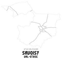 SAVOISY Val-d'Oise. Minimalistic street map with black and white lines.