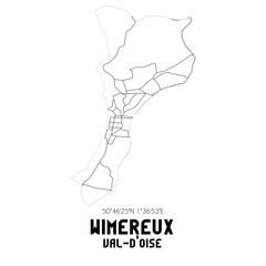 WIMEREUX Val-d'Oise. Minimalistic street map with black and white lines.