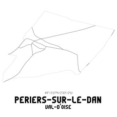PERIERS-SUR-LE-DAN Val-d'Oise. Minimalistic street map with black and white lines.