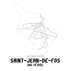 SAINT-JEAN-DE-FOS Val-d'Oise. Minimalistic street map with black and white lines.