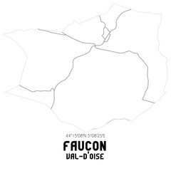 FAUCON Val-d'Oise. Minimalistic street map with black and white lines.