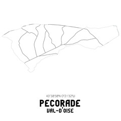 PECORADE Val-d'Oise. Minimalistic street map with black and white lines.