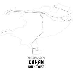 CAHAN Val-d'Oise. Minimalistic street map with black and white lines.