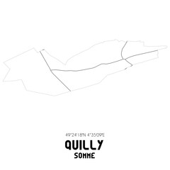 QUILLY Somme. Minimalistic street map with black and white lines.