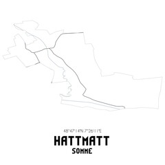 HATTMATT Somme. Minimalistic street map with black and white lines.