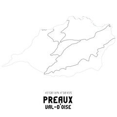 PREAUX Val-d'Oise. Minimalistic street map with black and white lines.
