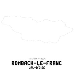 ROMBACH-LE-FRANC Val-d'Oise. Minimalistic street map with black and white lines.