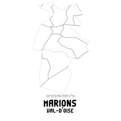 MARIONS Val-d'Oise. Minimalistic street map with black and white lines.