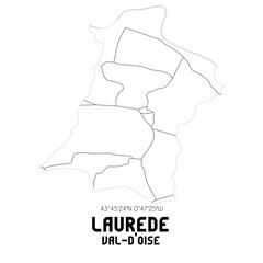 LAUREDE Val-d'Oise. Minimalistic street map with black and white lines.