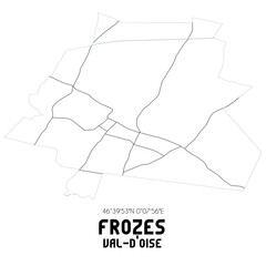 FROZES Val-d'Oise. Minimalistic street map with black and white lines.
